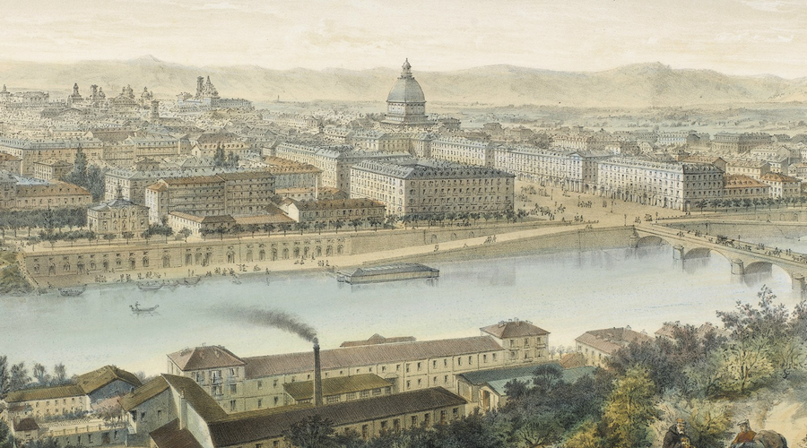 Mole Antonelliana di Torino dal Monte dei Cappuccini nel 1880